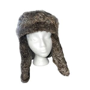 Blizzard Natural Rabbit Fur Trapper Hat Tan  Nylon Winter Aviator size XL